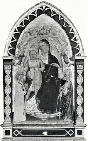 Anonimo — Pseudo Ambrogio di Baldese - sec. XIV/ XV - Madonna con Bambino in gloria e santi — insieme